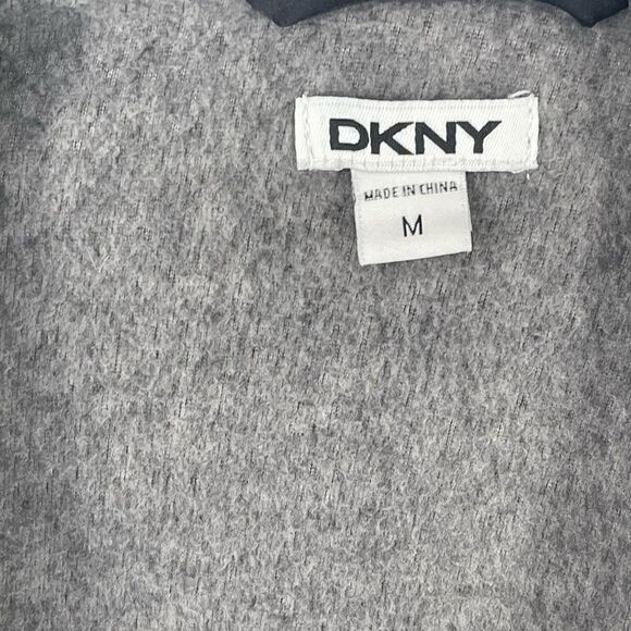 DKNY Women's Open Front Cardigan Sweater Pocket Long Sleeve Stretch Gray Medium - Picture 2 of 10